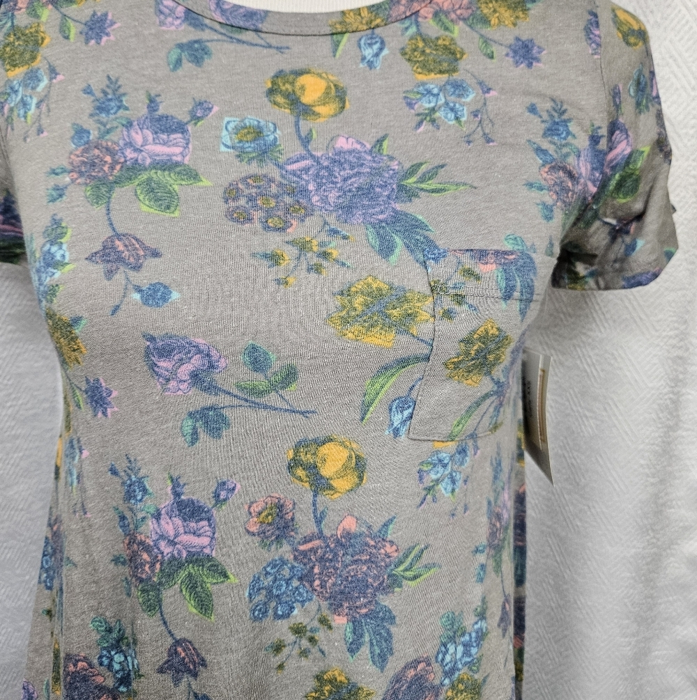 LuLaRoe Gray Midi Dress with Pastel Floral Print - Picture 2 of 8